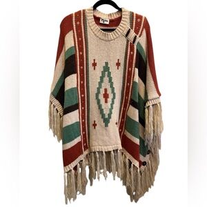 Show Me Your MuMu Southwest Baja Knit Poncho O/S
